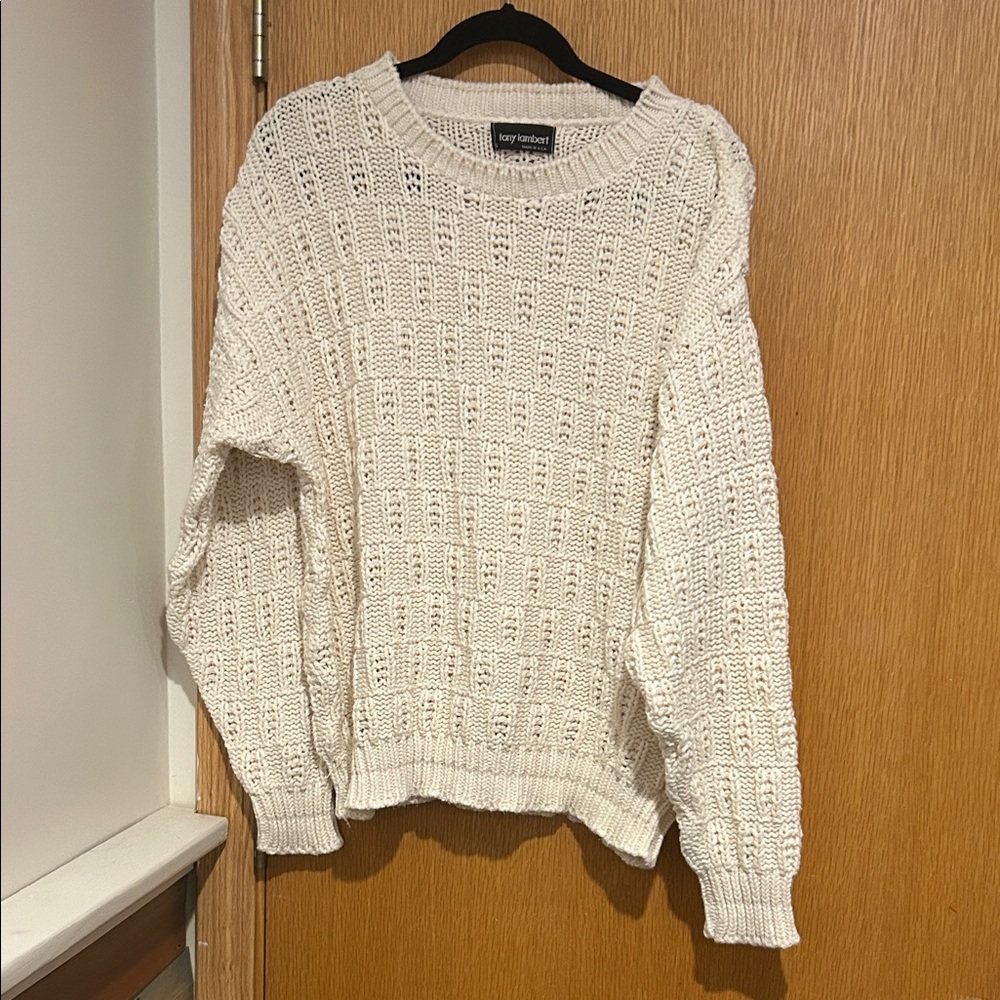 Vintage Ivory Knit Crewneck Sweater - Women